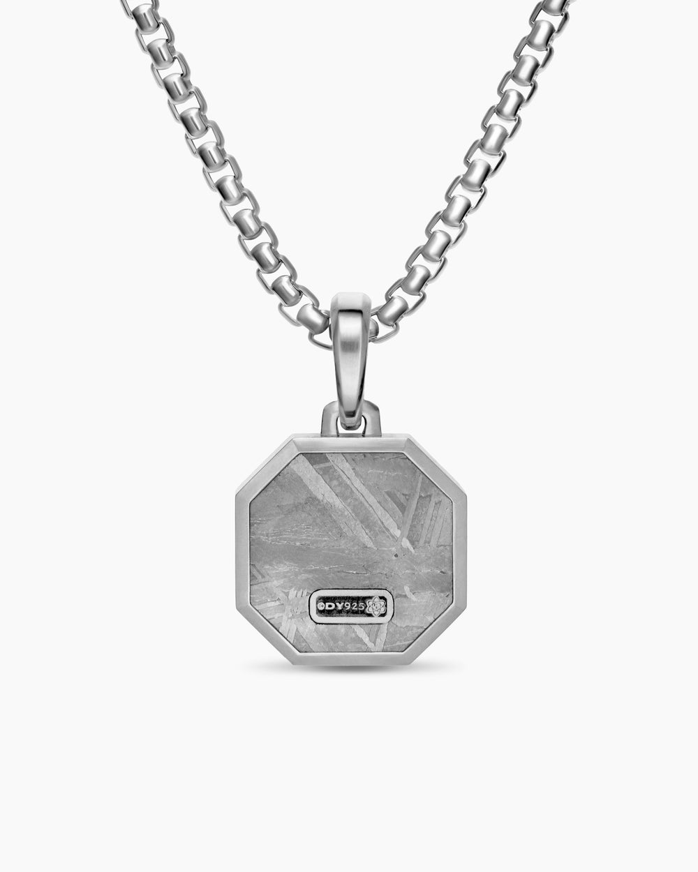 Amulette à pierre Faceted en argent sterling avec météorite, 16 mm hommes