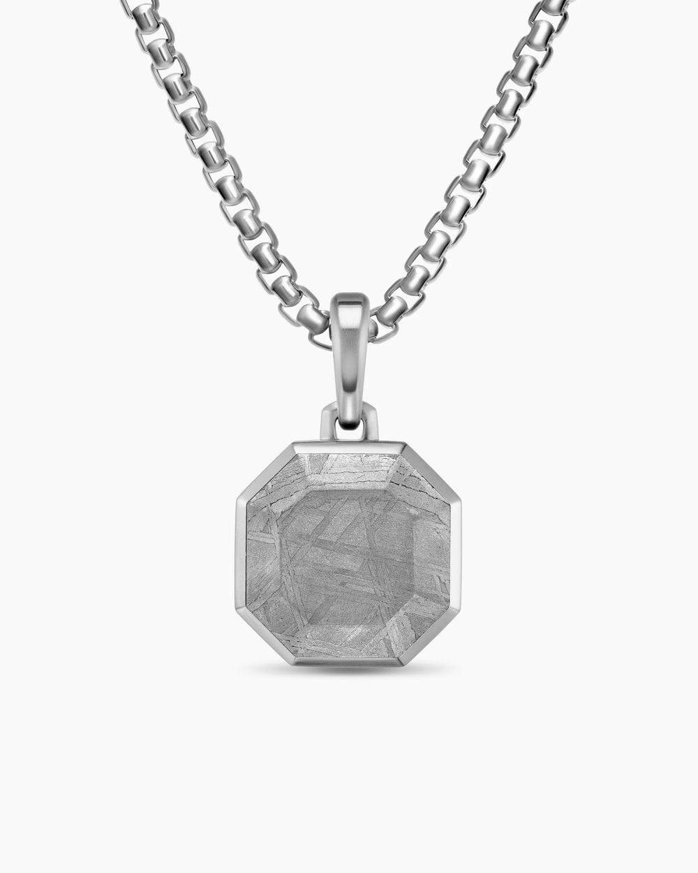 Amulette à pierre Faceted en argent sterling avec météorite, 16 mm hommes