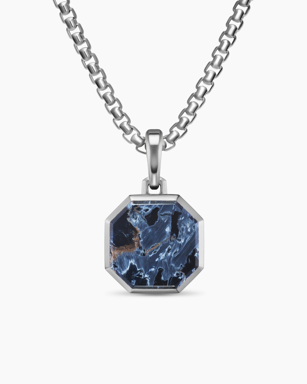 Amulette à pierre Faceted en argent sterling avec piétersite, 16 mm hommes