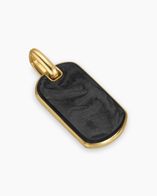 Mens Streamline® Tag in 18K Yellow Gold with Forged Carbon, 21.2mm