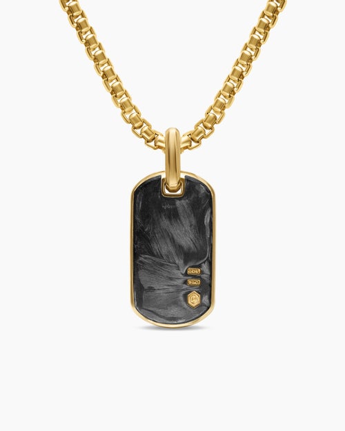 Mens Streamline® Tag in 18K Yellow Gold with Forged Carbon, 21.2mm