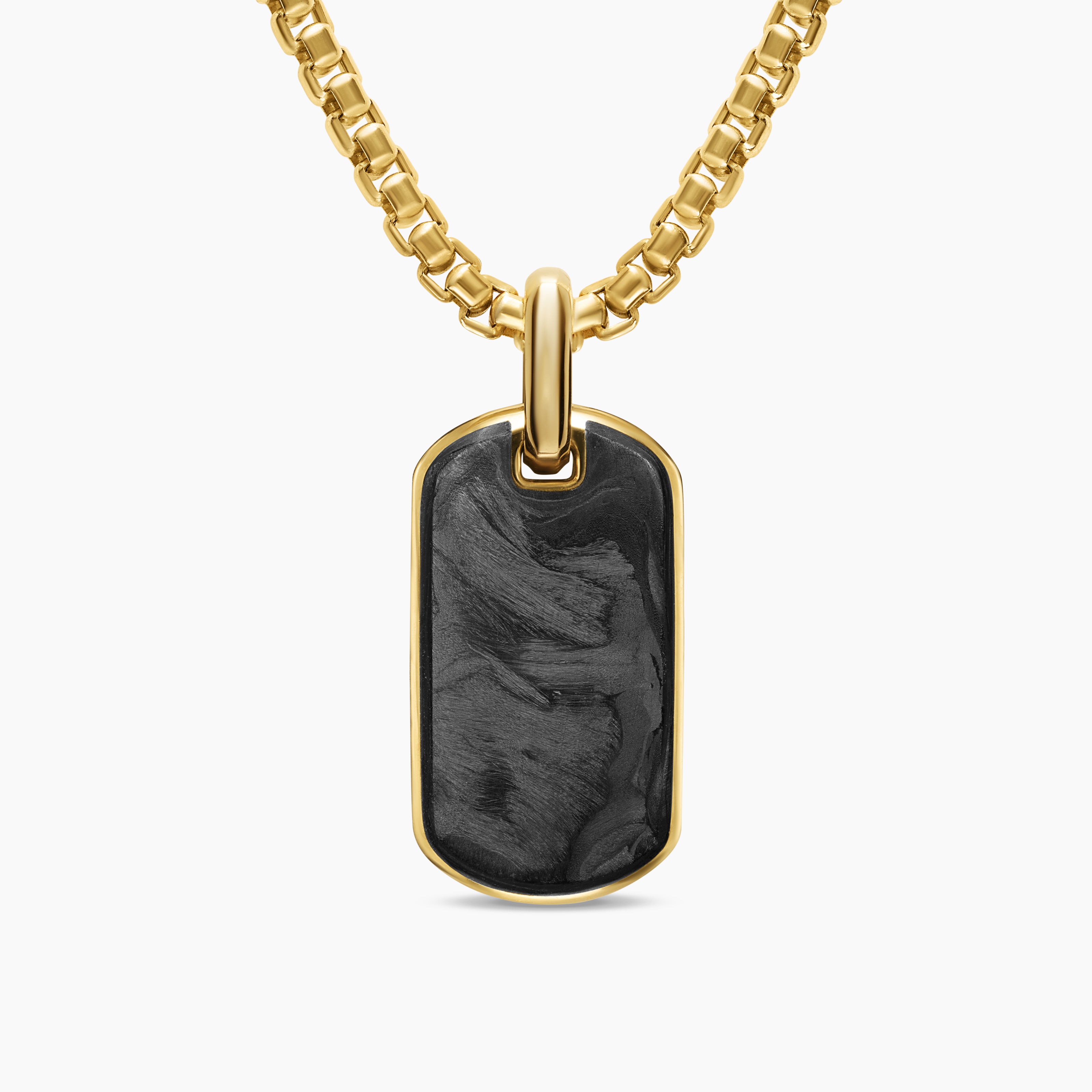 Mens Streamline&reg; Tag in 18K Yellow Gold with Forged Carbon, 21.2mm