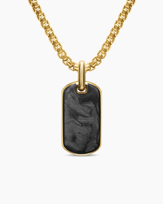 Streamline® Tag in 18K Yellow Gold with Forged Carbon, 21.2mm