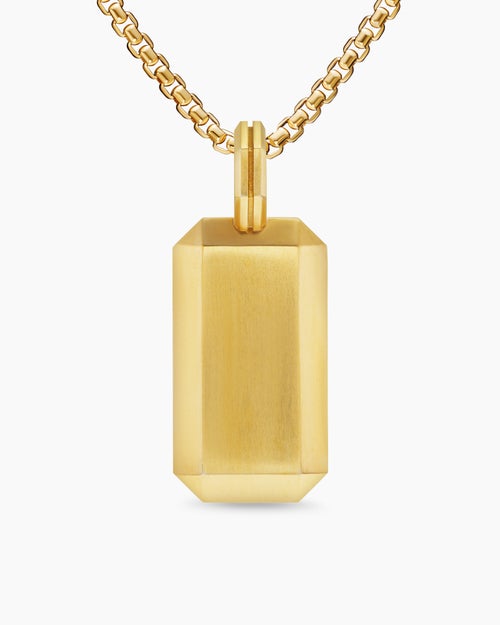 Mens Octagonal Tag in 18K Yellow Gold with Diamonds, 27mm