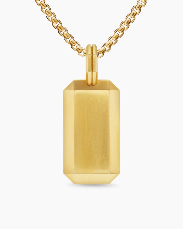 Octagonal Tag in 18K Yellow Gold with Diamonds, 27mm