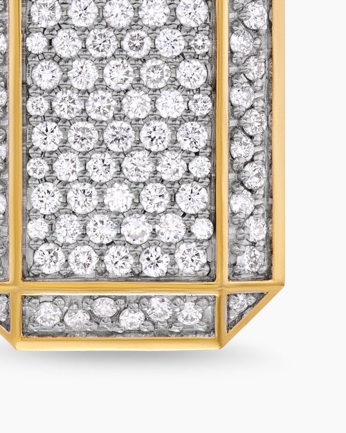 Mens Octagonal Tag in 18K Yellow Gold with Diamonds, 27mm
