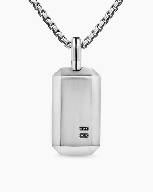 Mens Octagonal Tag in Sterling Silver with Black Diamonds, 27mm