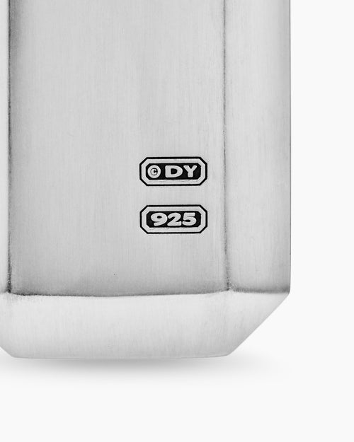 Mens Octagonal Tag in Sterling Silver with Black Diamonds, 27mm