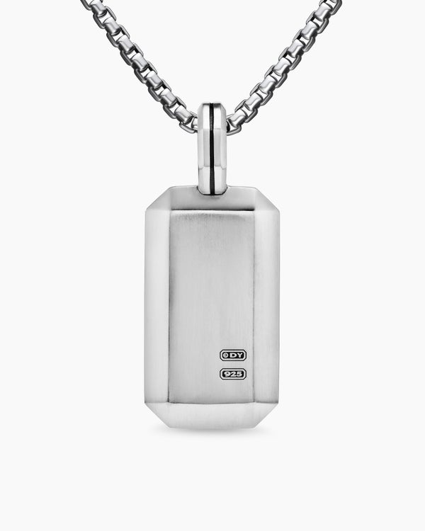 Octagonal Tag in Sterling Silver with Diamonds, 27mm