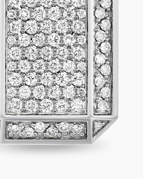 Mens Octagonal Tag in Sterling Silver with Diamonds, 27mm