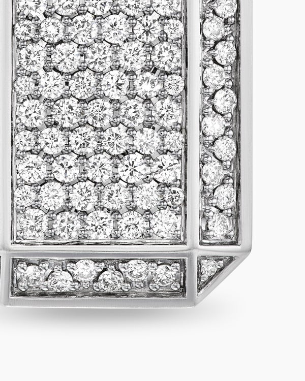 Octagonal Tag in Sterling Silver with Diamonds, 27mm