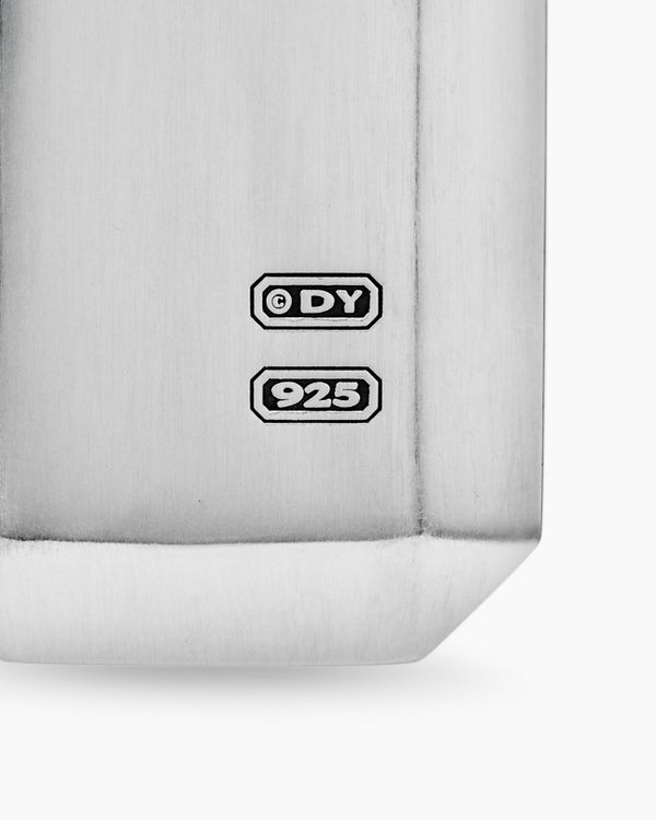 Octagonal Tag in Sterling Silver with Diamonds, 27mm