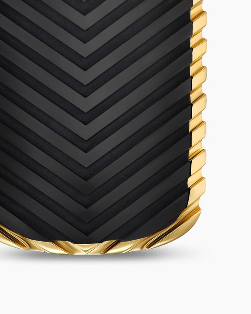 Mens Chevron Tag in 18K Yellow Gold with Black Onyx, 34mm