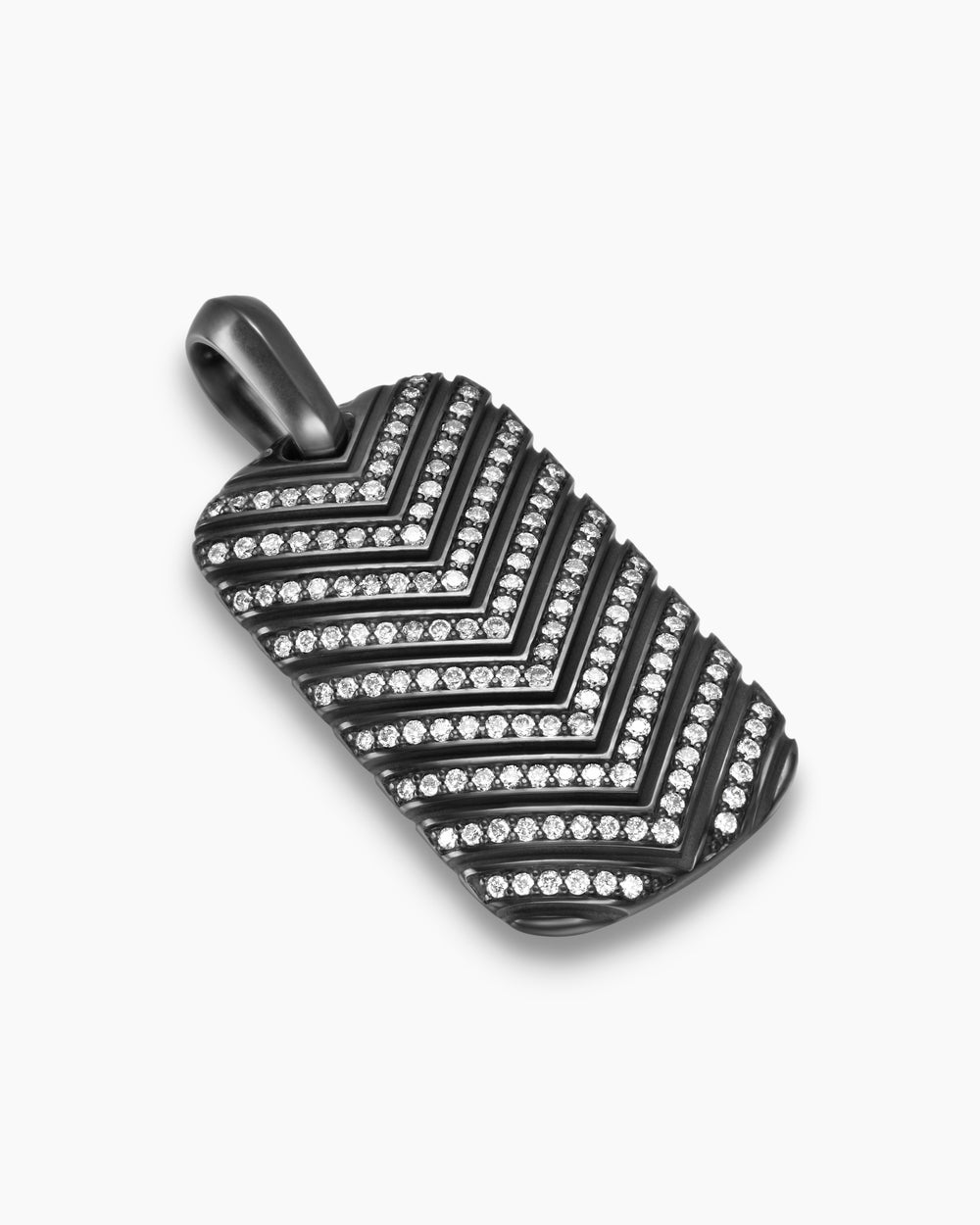 Mens Chevron Tag in Black Titanium with Diamonds, 34mm