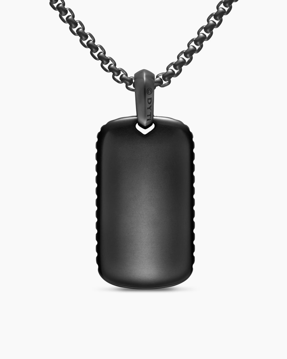 Mens Chevron Tag in Black Titanium with Diamonds, 34mm