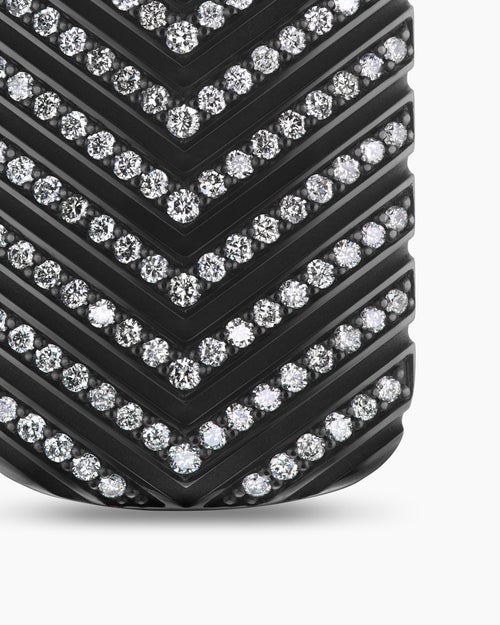 Mens Chevron Tag in Black Titanium with Diamonds, 34mm