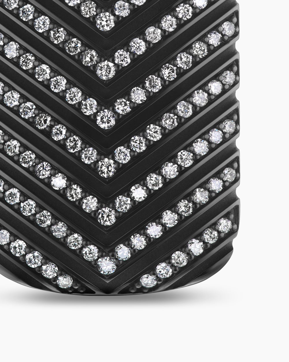 Mens Chevron Tag in Black Titanium with Diamonds, 34mm