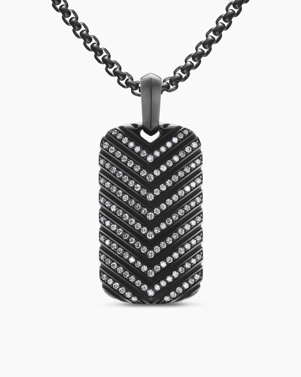 Médaille Chevron en titane noir avec diamants, 34 mm