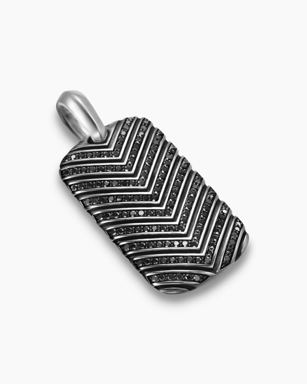 Médaille Chevron en argent sterling avec diamants noirs, 34 mm hommes