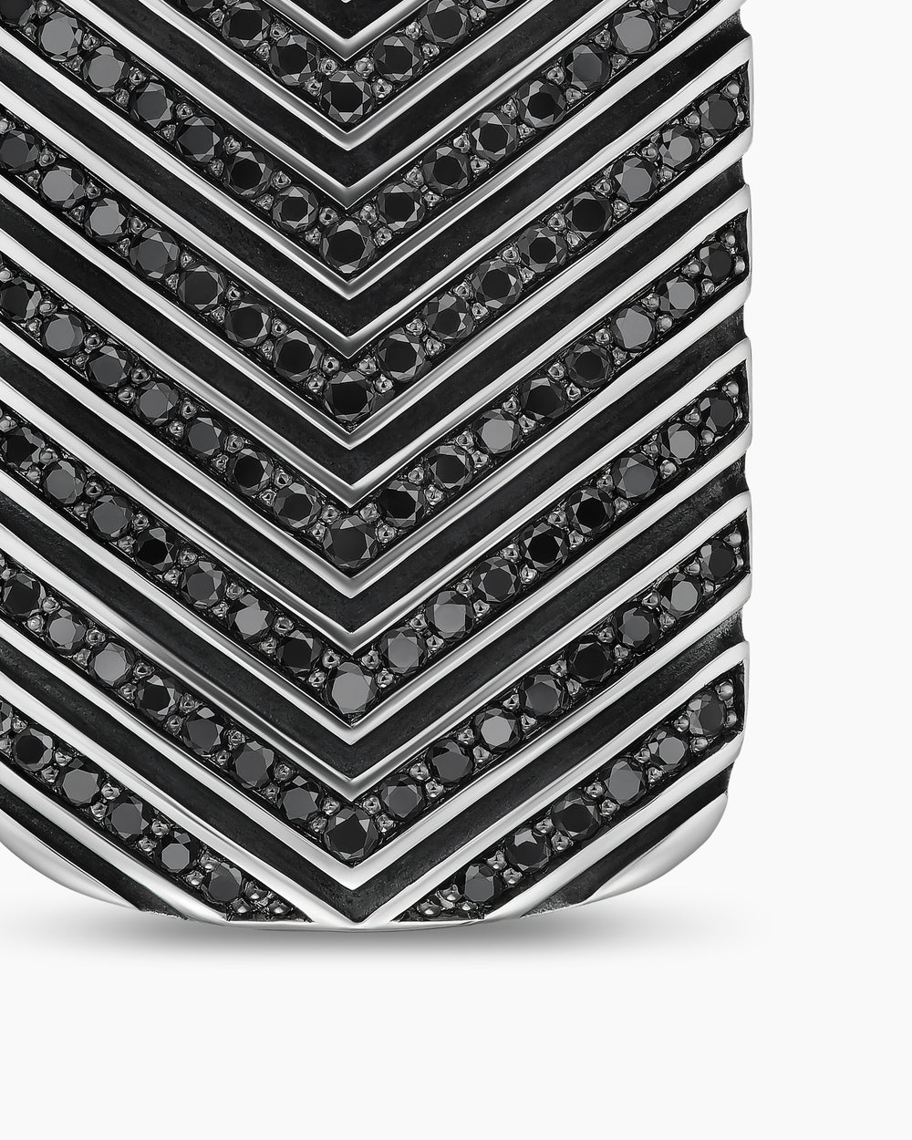 Médaille Chevron en argent sterling avec diamants noirs, 34 mm hommes