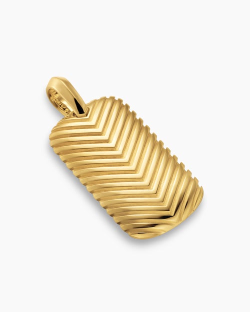 Mens Chevron Tag in 18K Yellow Gold, 34mm