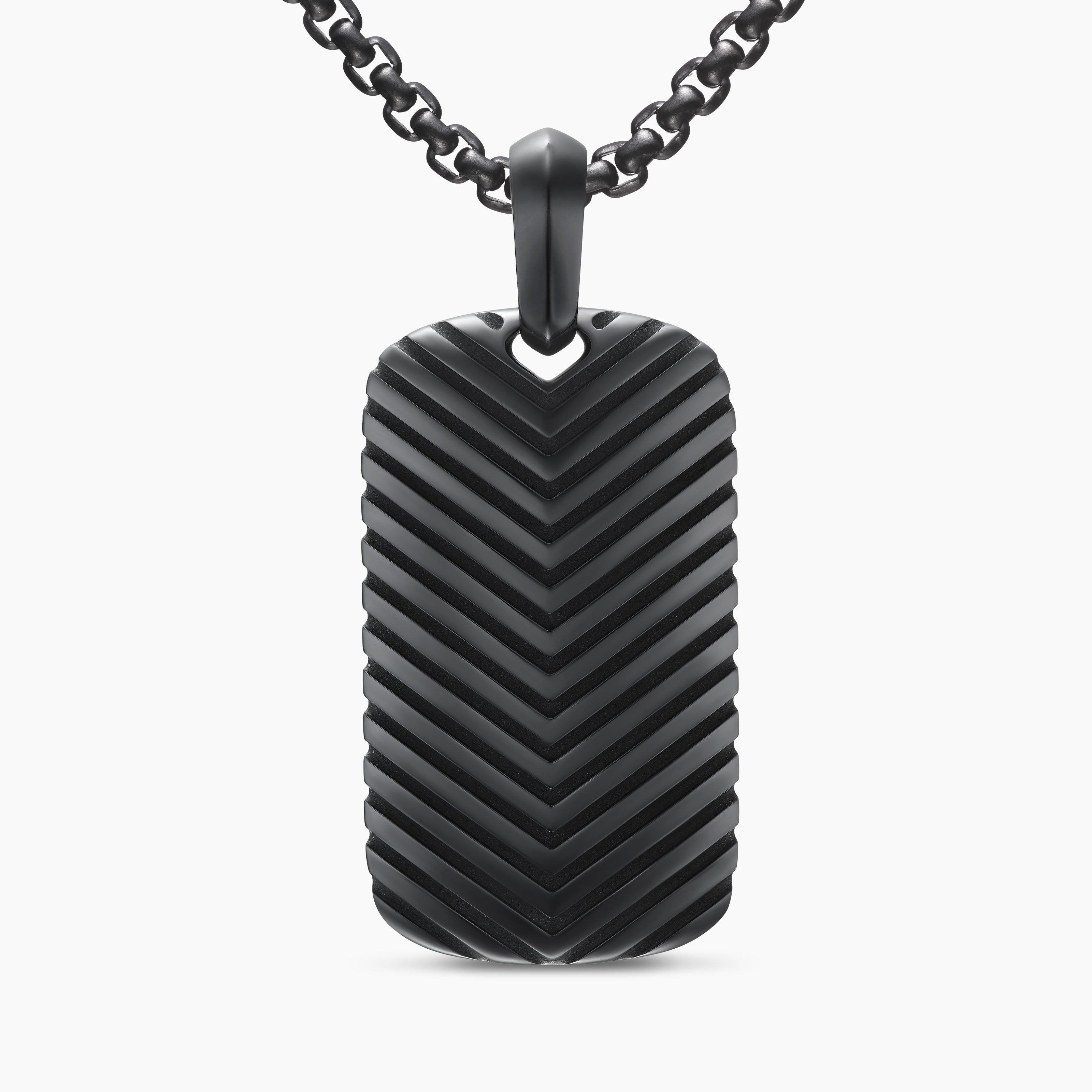 M&eacute;daille Chevron en titane noir, 34 mm hommes 