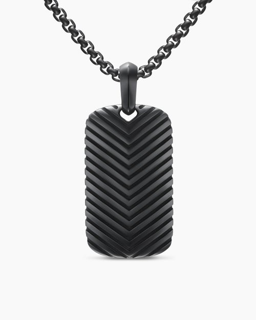 Mens Chevron Tag in Black Titanium, 34mm