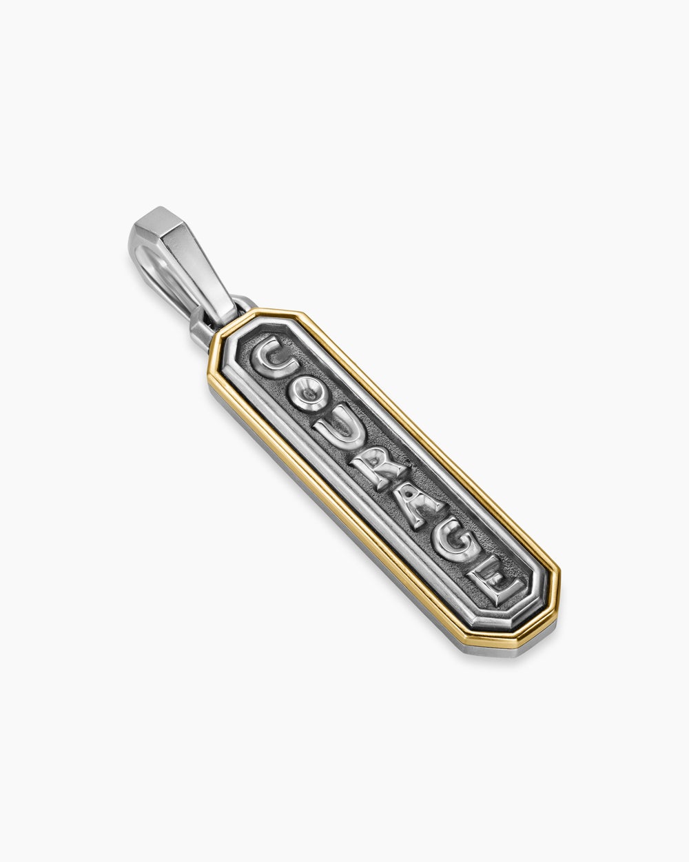 Mens Courage Amulet in Sterling Silver with 14K Yellow Gold, 35mm