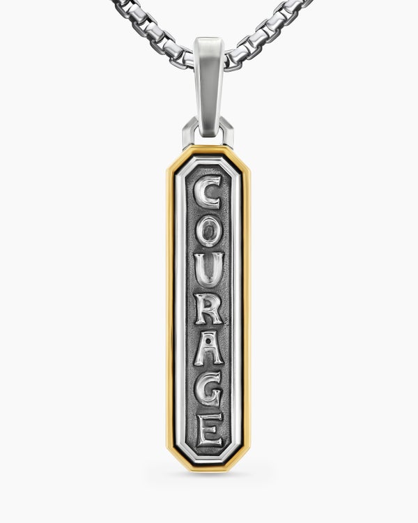 Courage Amulet in Sterling Silver with 14K Yellow Gold, 35mm