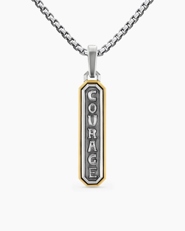 Courage Amulet in Sterling Silver with 14K Yellow Gold, 35mm