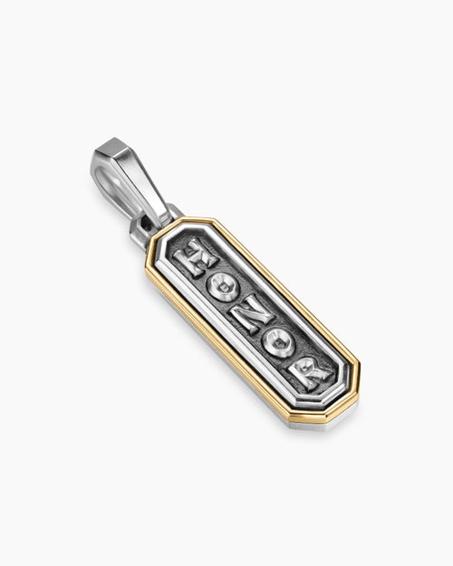 Mens Honor Amulet in Sterling Silver with 14K Yellow Gold, 27mm
