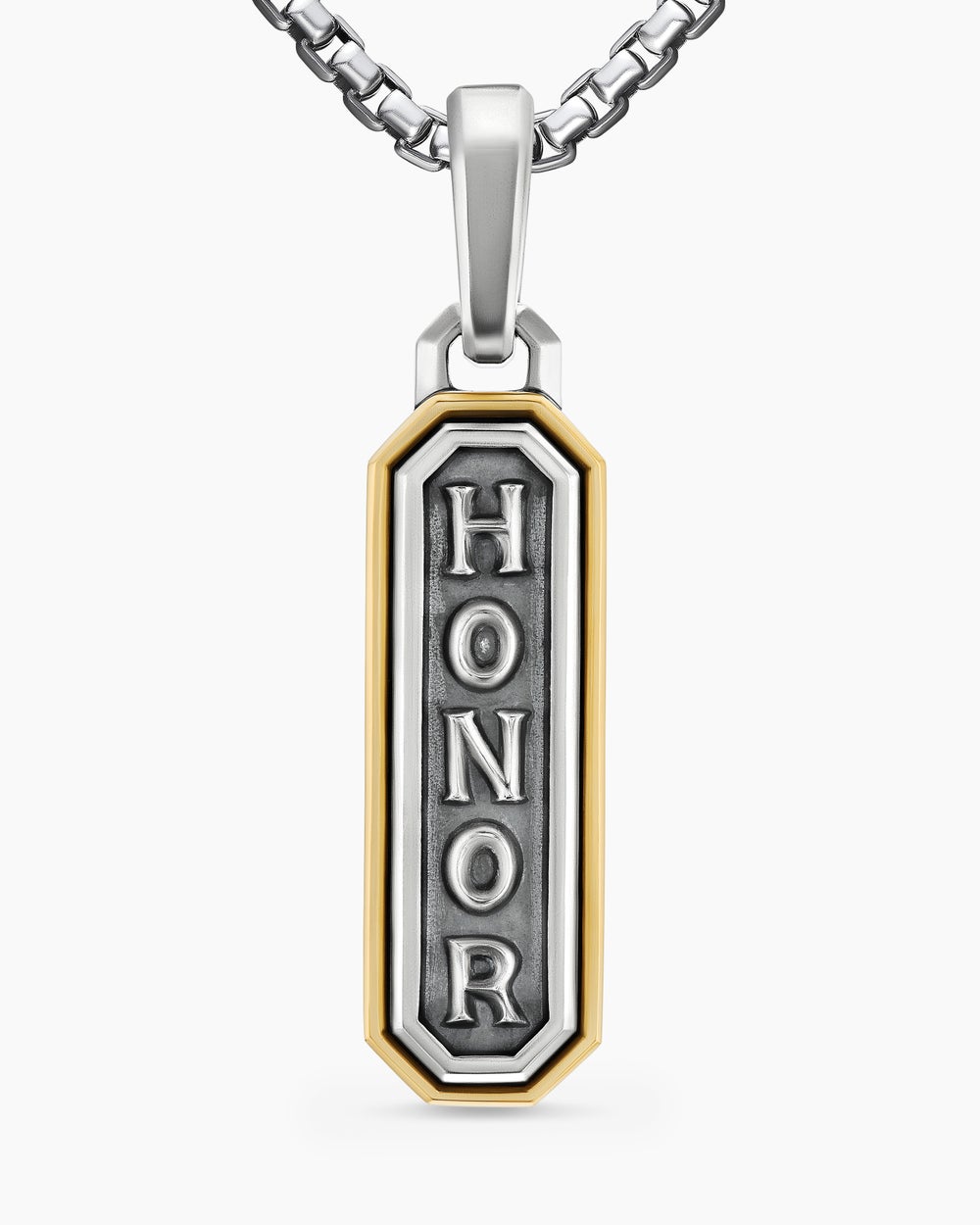 Amulette Honor en argent sterling avec or jaune 14 carats, 27 mm hommes