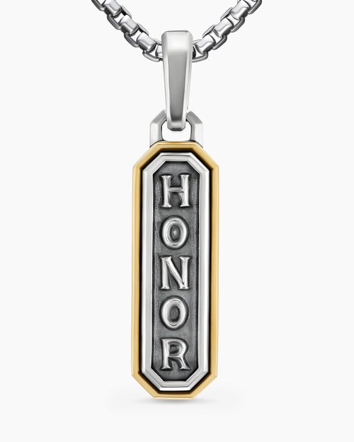 Mens Honor Amulet in Sterling Silver with 14K Yellow Gold, 27mm