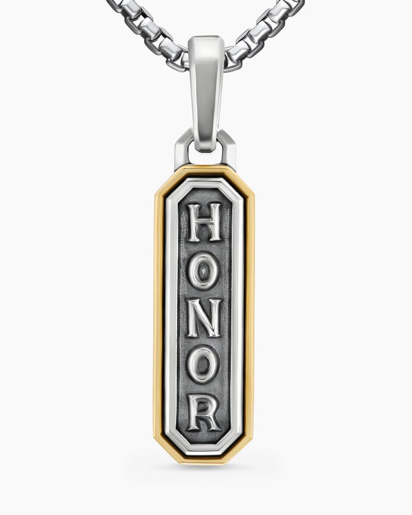 Honor Amulet in Sterling Silver with 14K Yellow Gold, 27mm