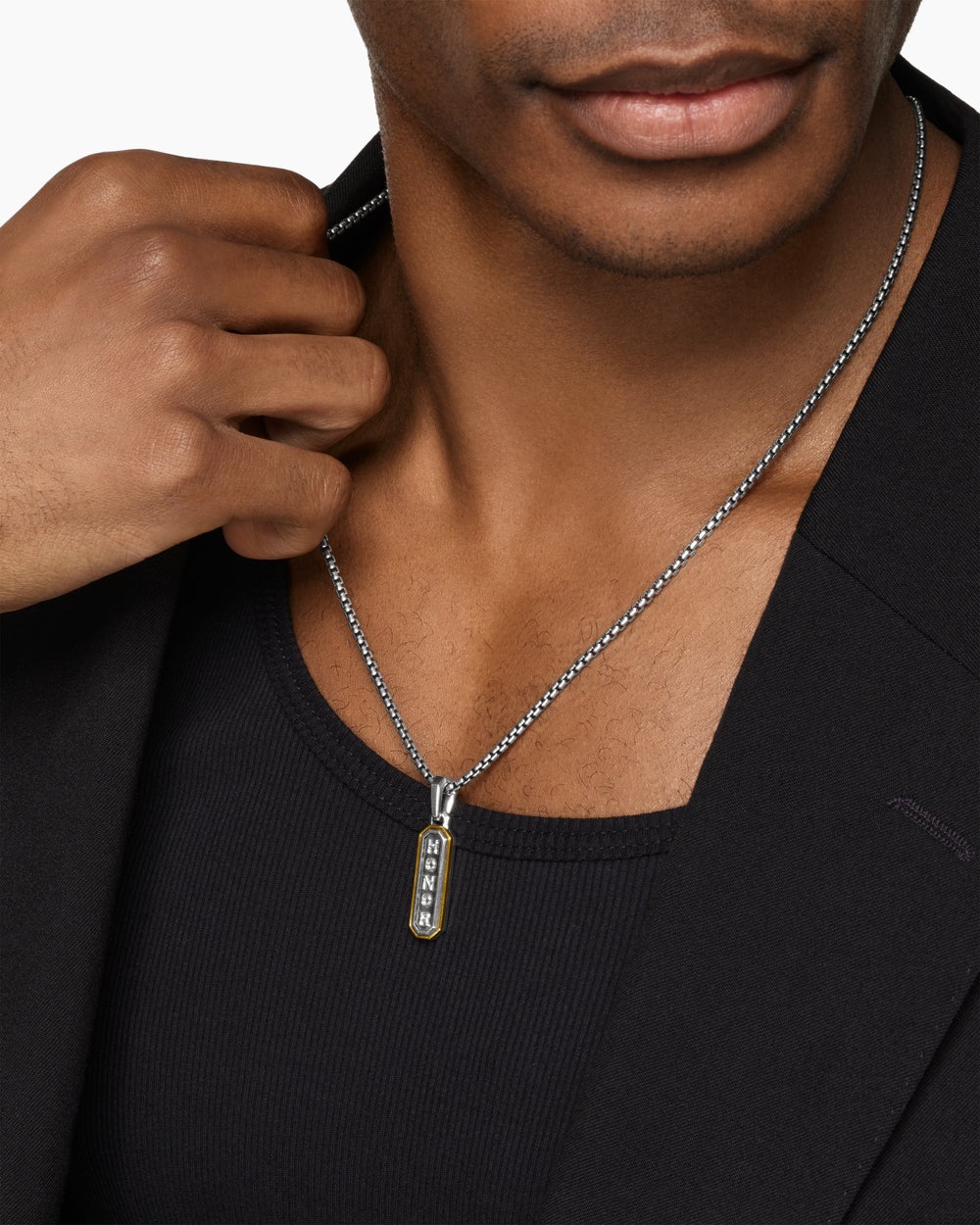 Amulette Honor en argent sterling avec or jaune 14 carats, 27 mm hommes