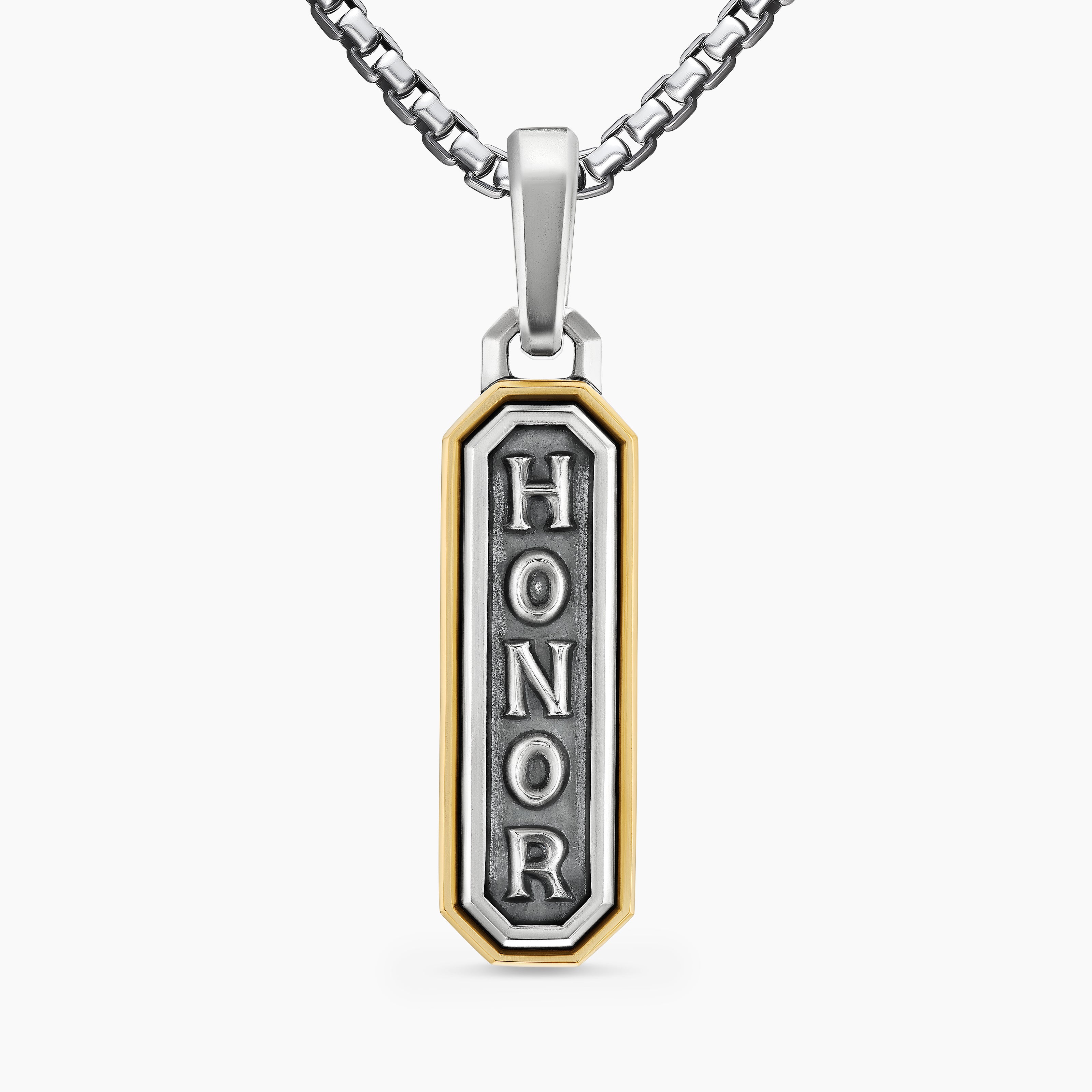 Mens Honor Amulet in Sterling Silver with 14K Yellow Gold, 27mm