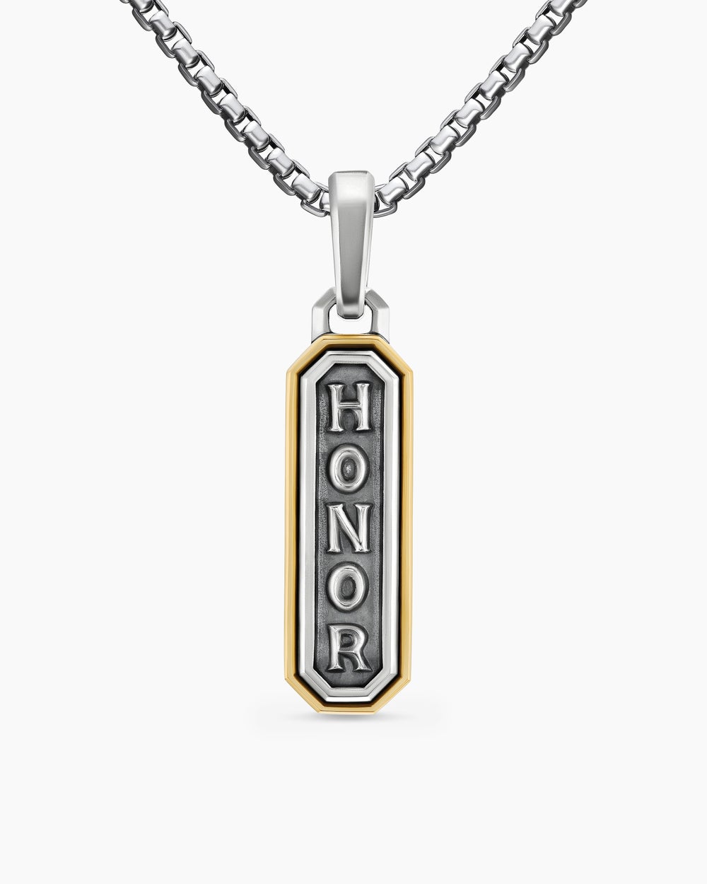 Amulette Honor en argent sterling avec or jaune 14 carats, 27 mm hommes