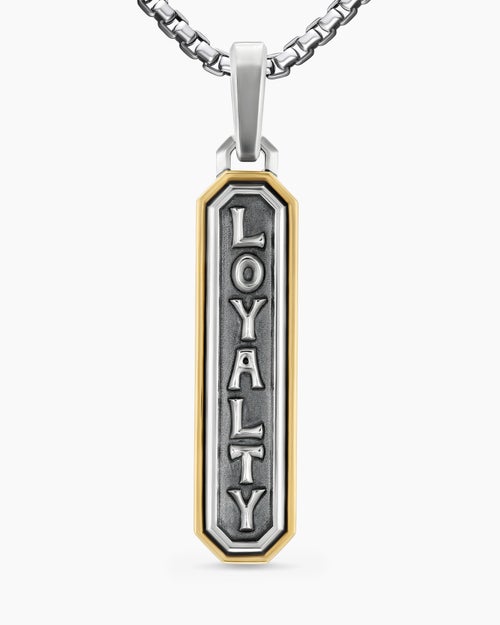Mens Loyalty Amulet in Sterling Silver with 14K Yellow Gold, 35mm