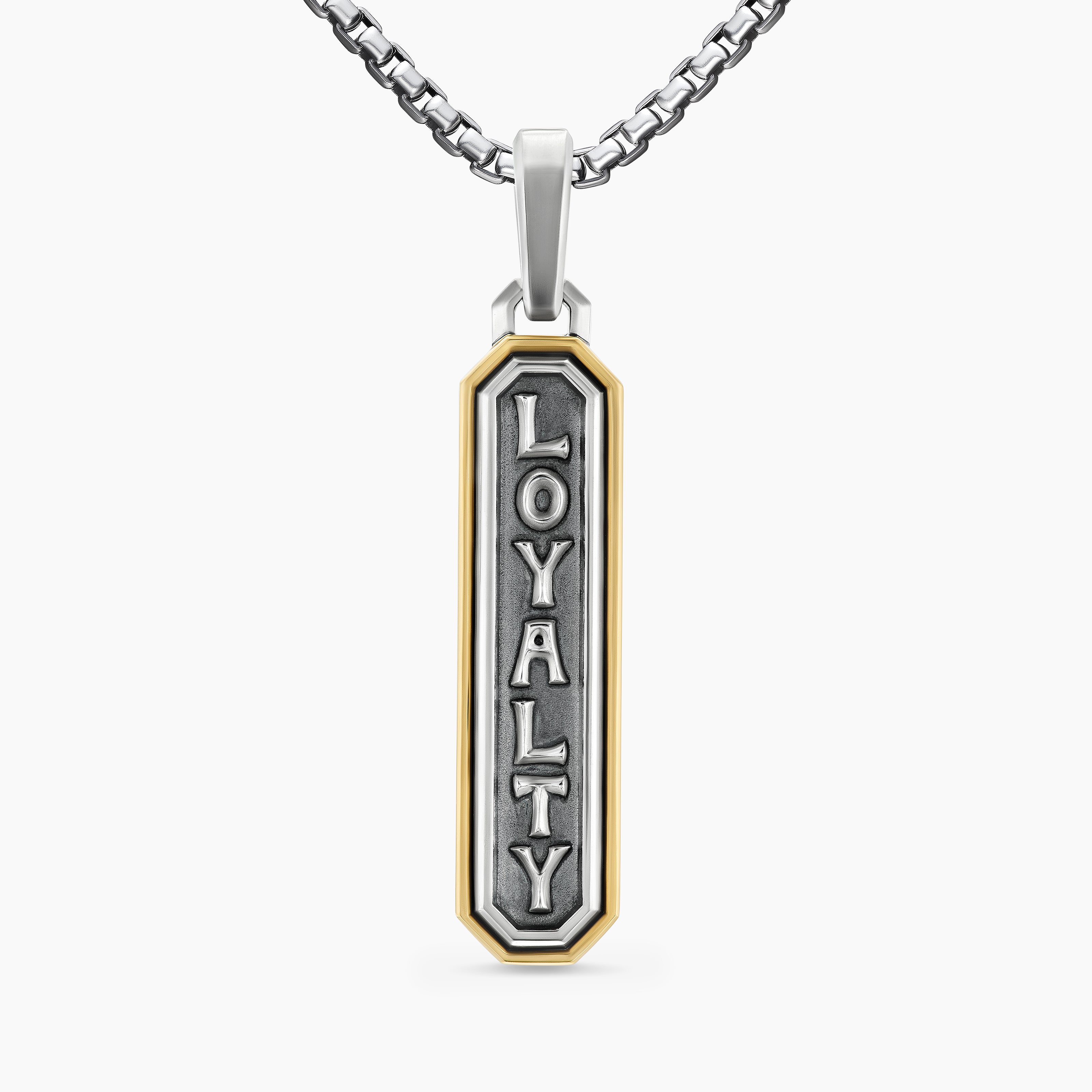 Mens Loyalty Amulet in Sterling Silver with 14K Yellow Gold, 35mm