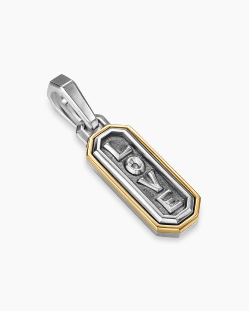 Mens Love Amulet in Sterling Silver with 14K Yellow Gold, 22mm