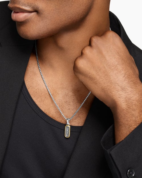 Mens Love Amulet in Sterling Silver with 14K Yellow Gold, 22mm