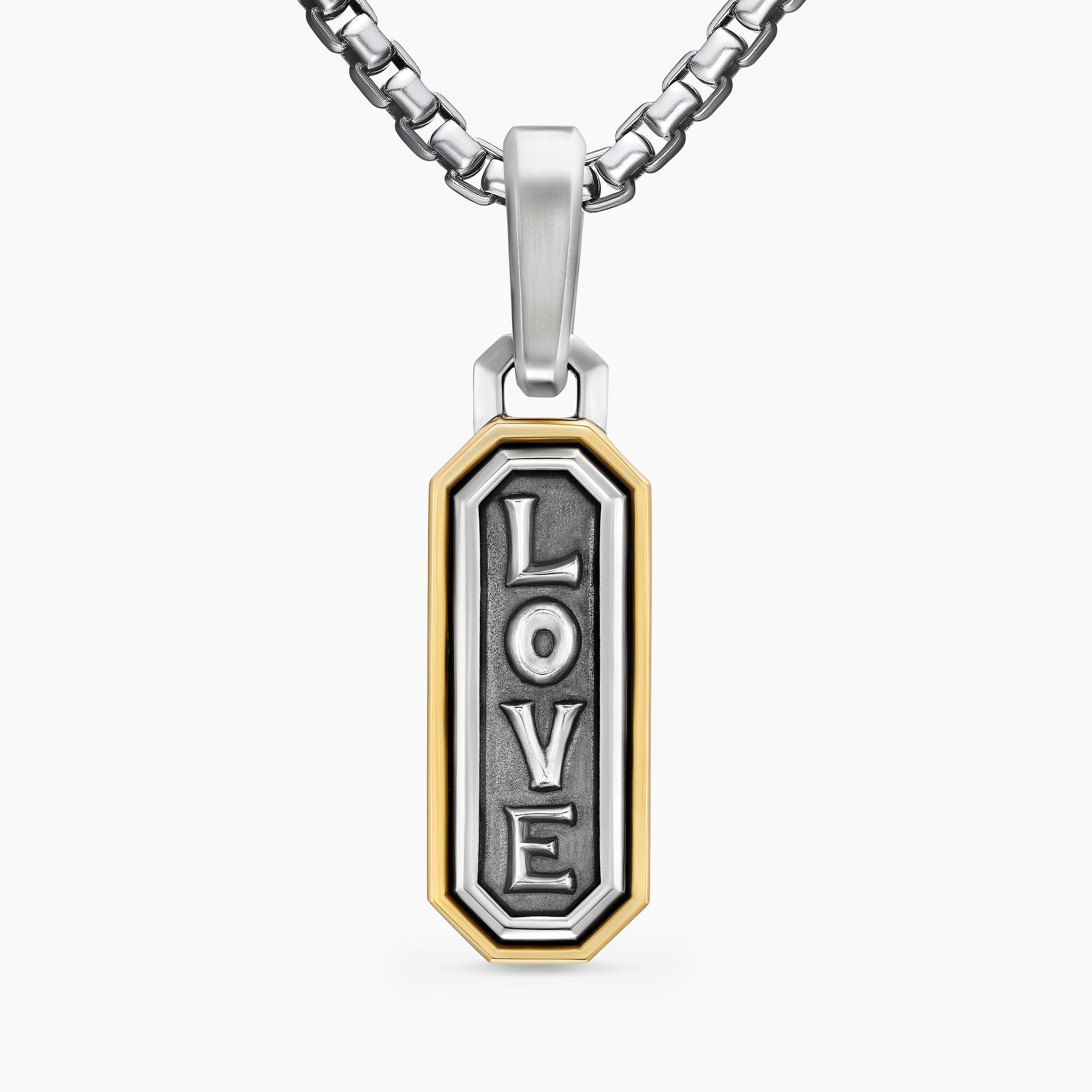 Mens Love Amulet in Sterling Silver with 14K Yellow Gold, 22mm