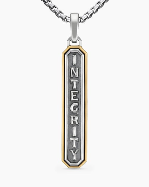 Mens Integrity Amulet in Sterling Silver with 14K Yellow Gold, 43mm