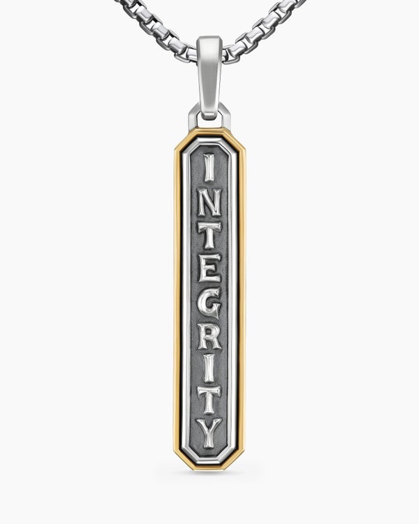 Amulette Integrity en argent massif et or jaune 14 carats, 43 mm