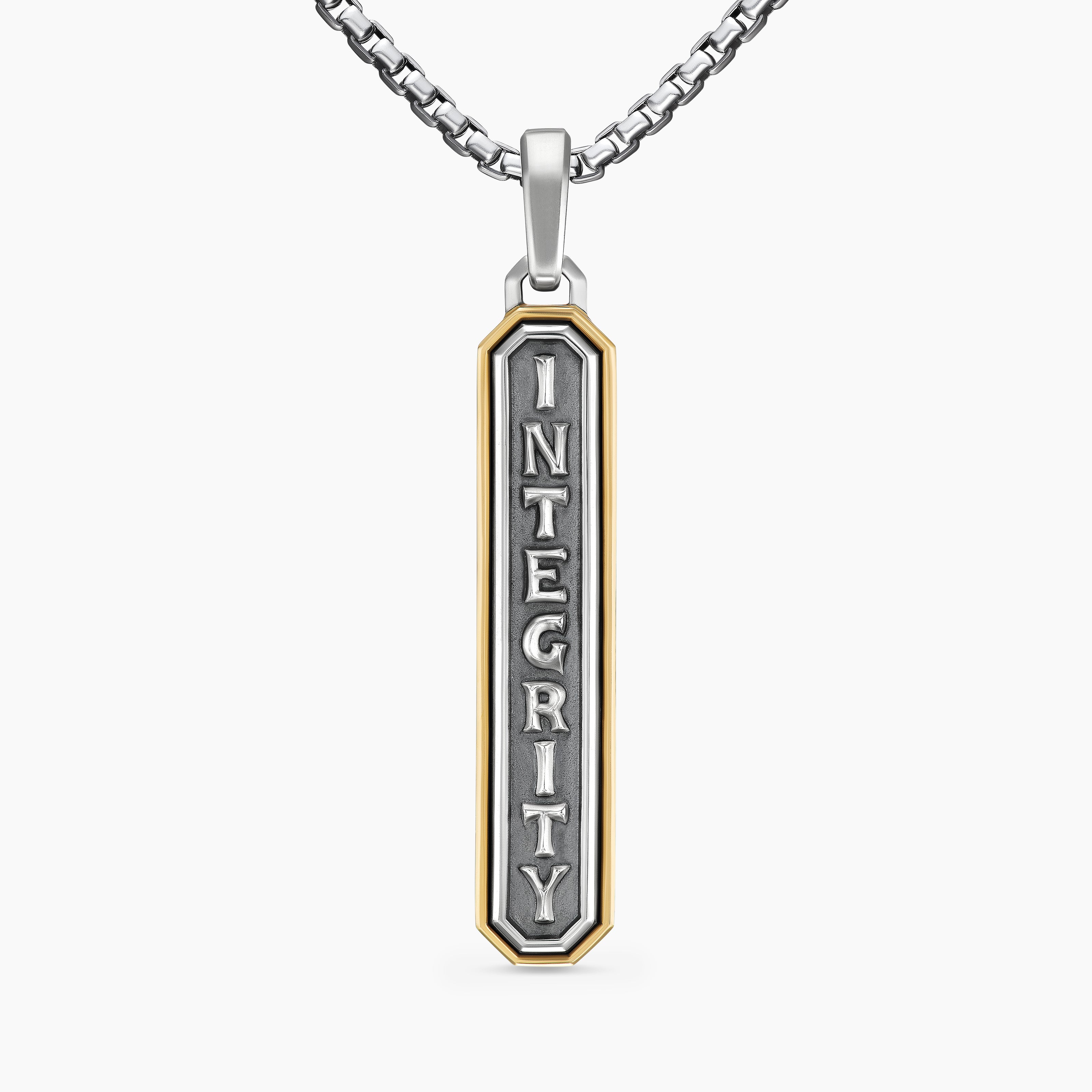 Mens Integrity Amulet in Sterling Silver with 14K Yellow Gold, 43mm