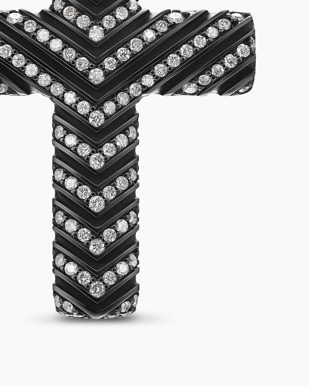Pendentif à croix Chevron pour en titane noir avec diamants, 36 mm hommes
