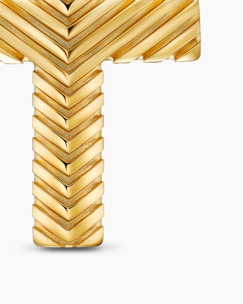 Mens Chevron Cross Pendant in 18K Yellow Gold, 36mm