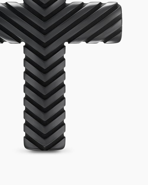 Mens Chevron Cross Pendant in Black Titanium, 36mm