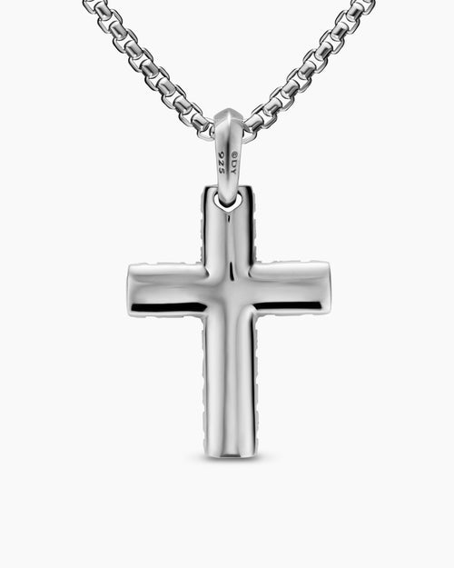 Mens Chevron Cross Pendant in Sterling Silver, 36mm