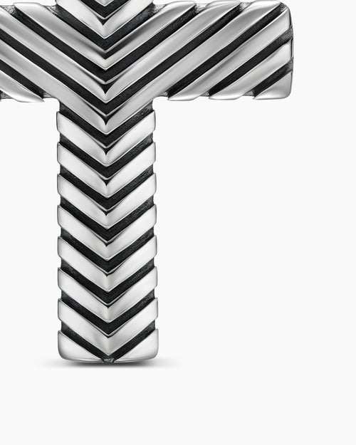 Mens Chevron Cross Pendant in Sterling Silver, 36mm